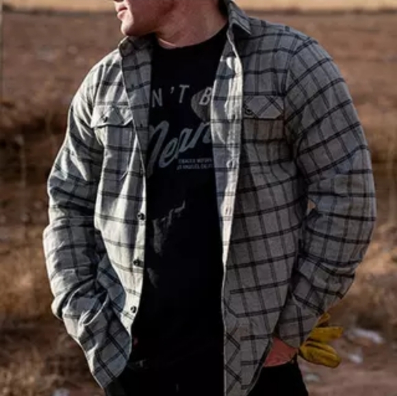 Tobacco Motorwear Co. Flannel Hellfire Gray Plaid Button Up Men's Large - Picture 2 of 11